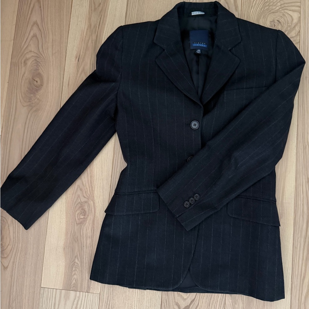 Women's Black Pinstripe Blazer